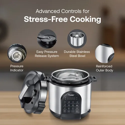 Prestige 6.0L Smart Cook Electric Cooker| 11 Pre-Set Indian Menu| Low Energy Consumption| Stainless Steel Bowl - Alternate View